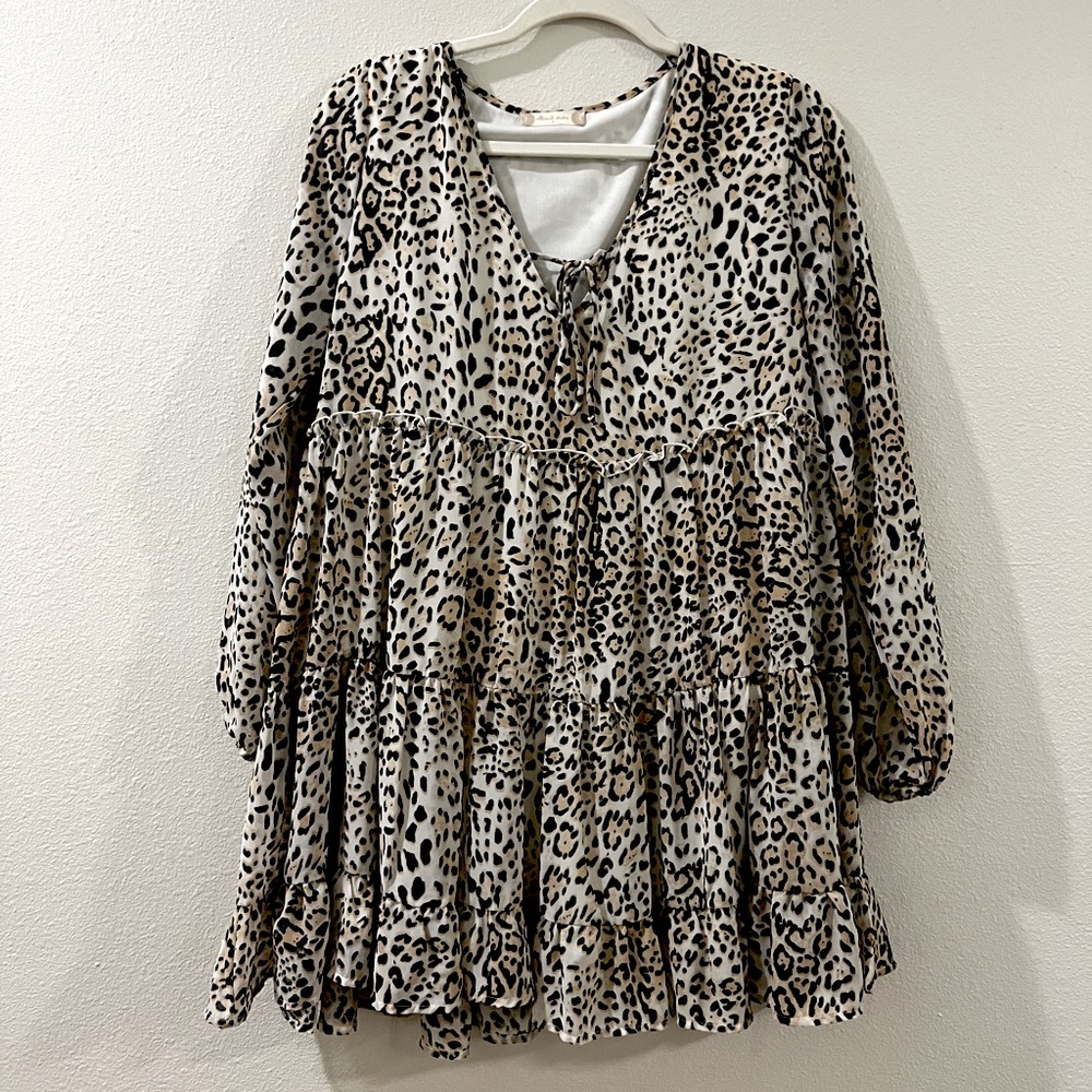 Leopard long sleeve dress